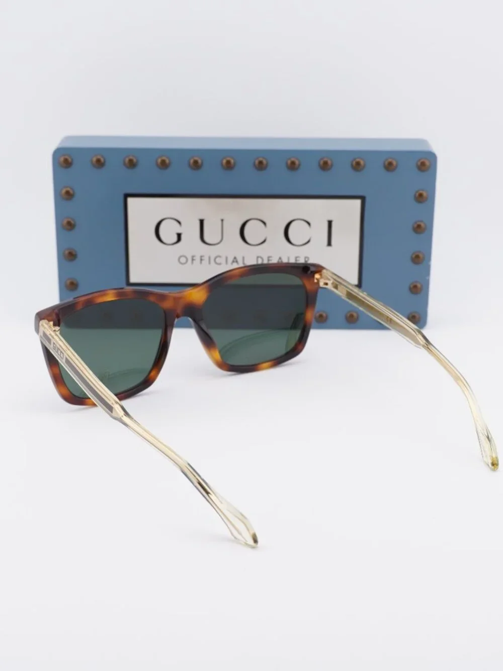Gucci GG0558S 003 Rectangle Sunglasses – Havana\Green